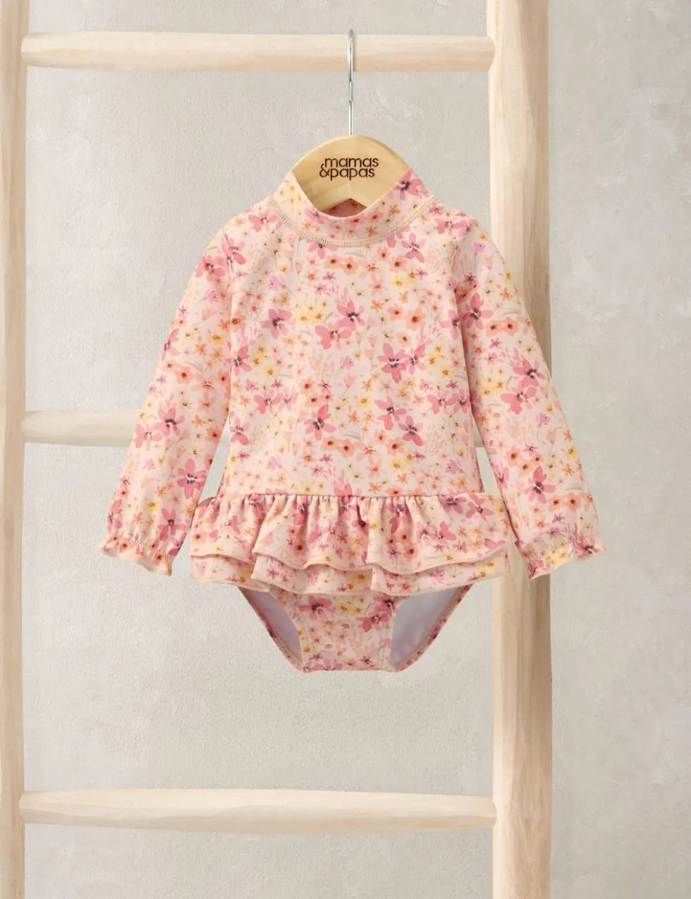 Floral Frill Long Sleeve Swimsuit (0-3 Yrs)