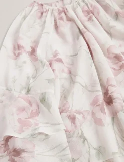 Floral Gathered Tiered Sleeve Blouse