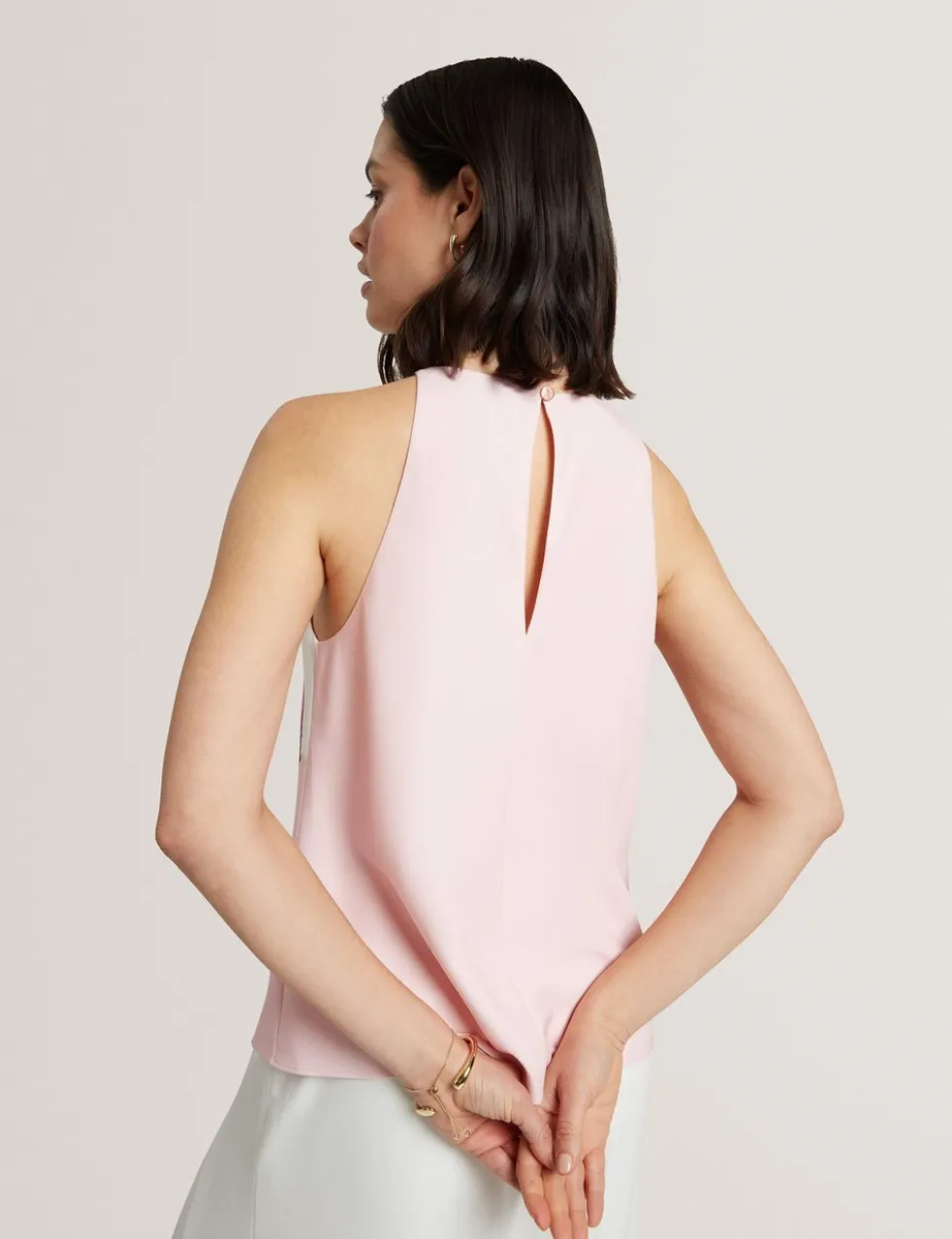 Floral Halter Neck Keyhole Top