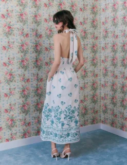 Floral Halter Neck Midaxi Shirt Dress