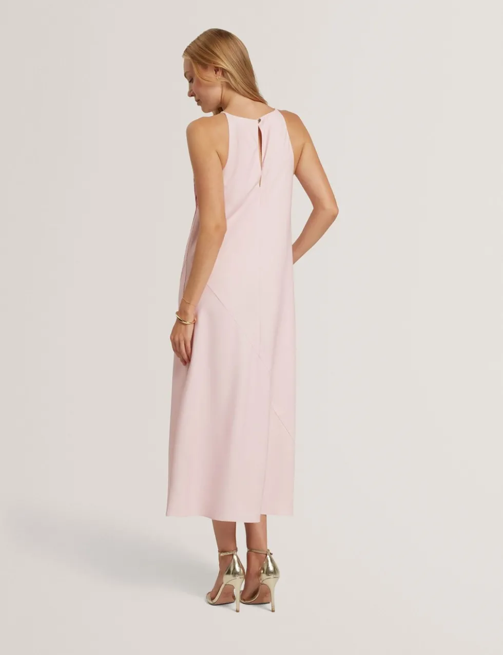 Floral Halter Neck Midi Column Dress