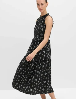 Floral Halter Neck Midi Tiered Dress