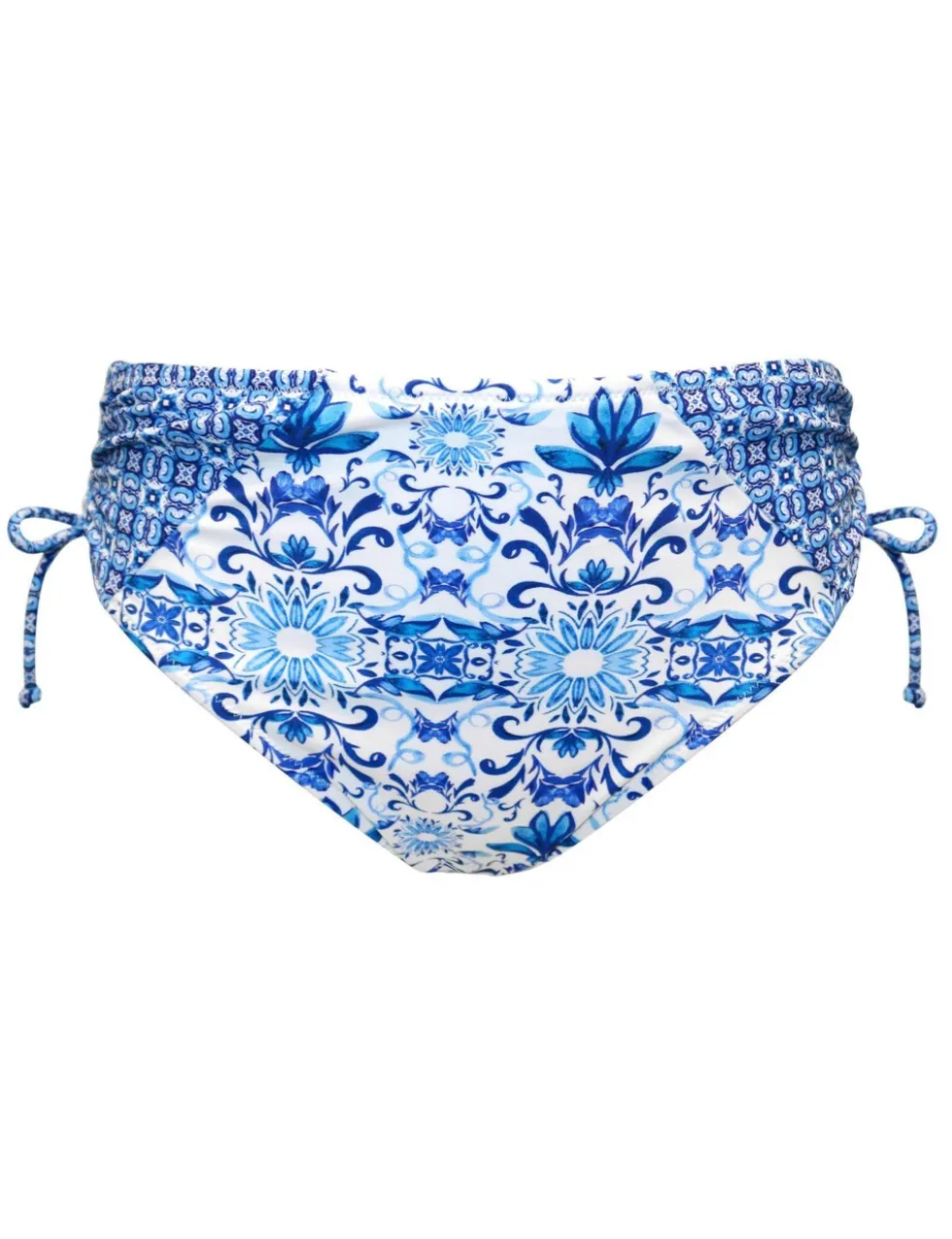 Floral High Waisted Tie Side Ruched Bikini Bottoms