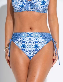 Floral High Waisted Tie Side Ruched Bikini Bottoms
