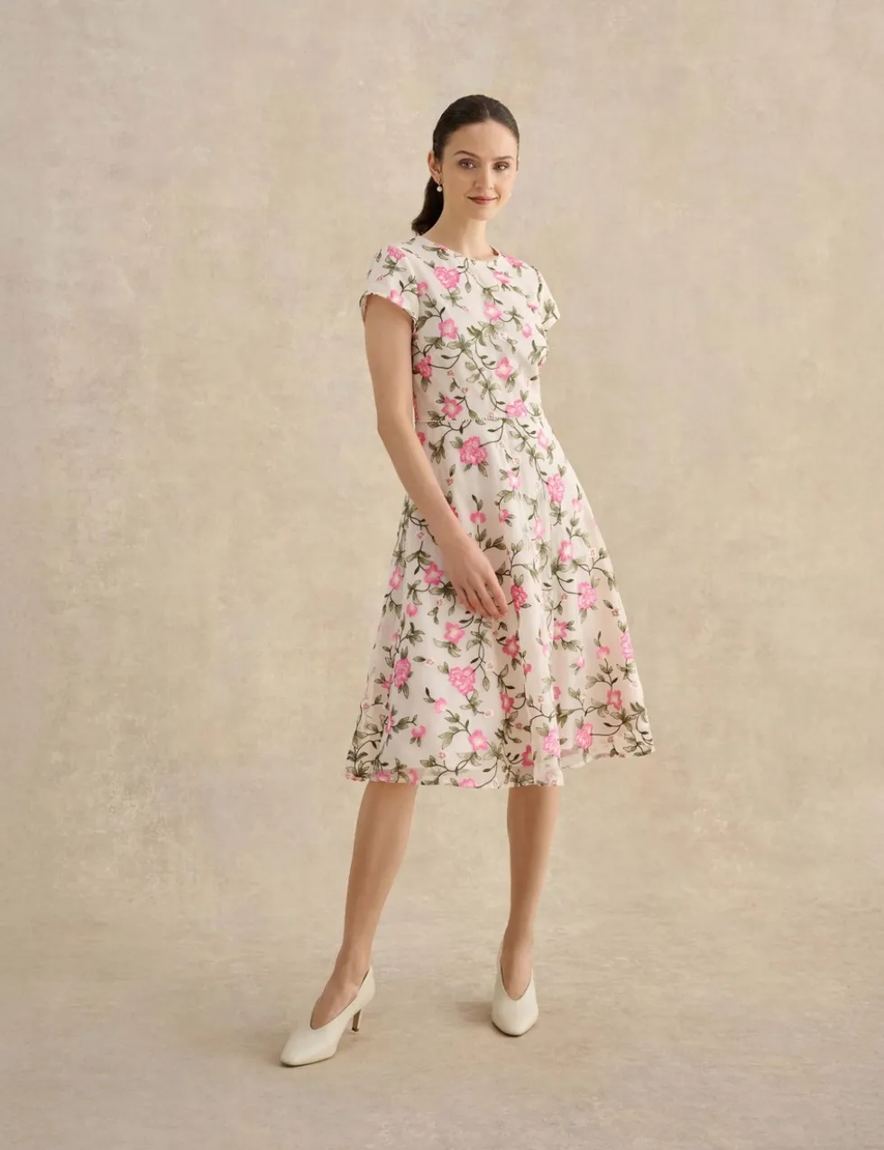 Floral Knee Length Skater Dress