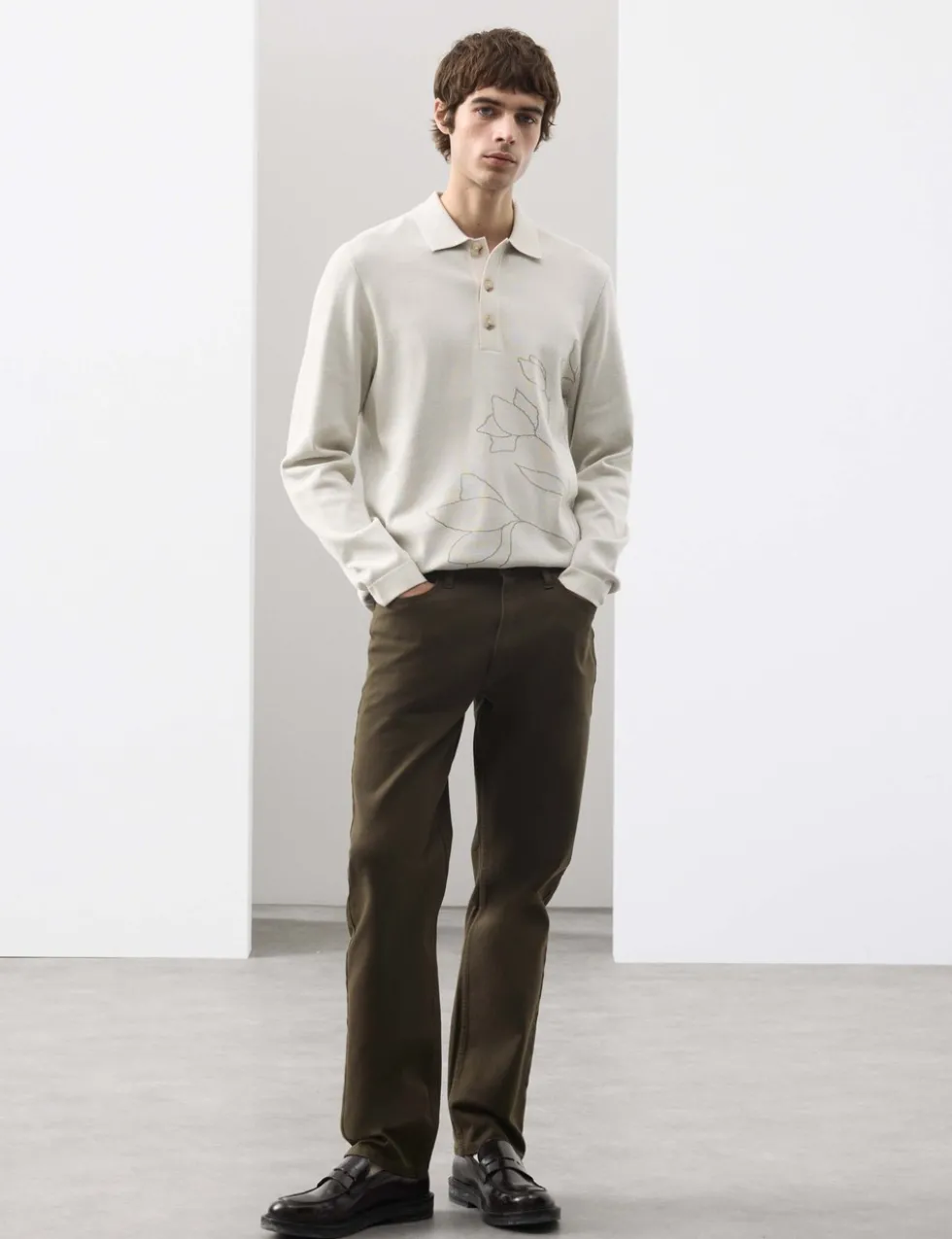 Floral Knitted Polo Shirt