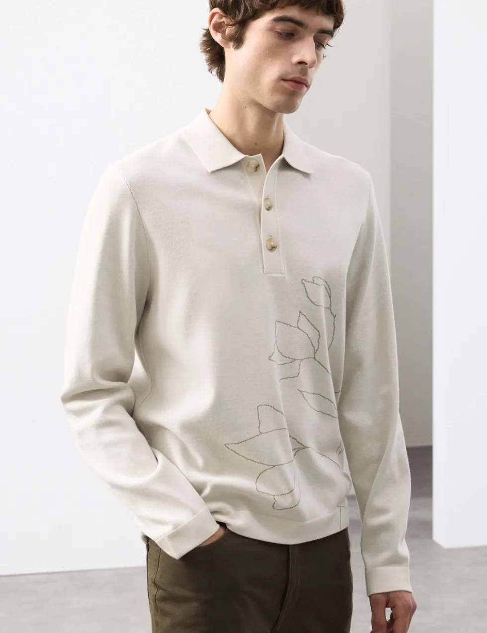 Floral Knitted Polo Shirt