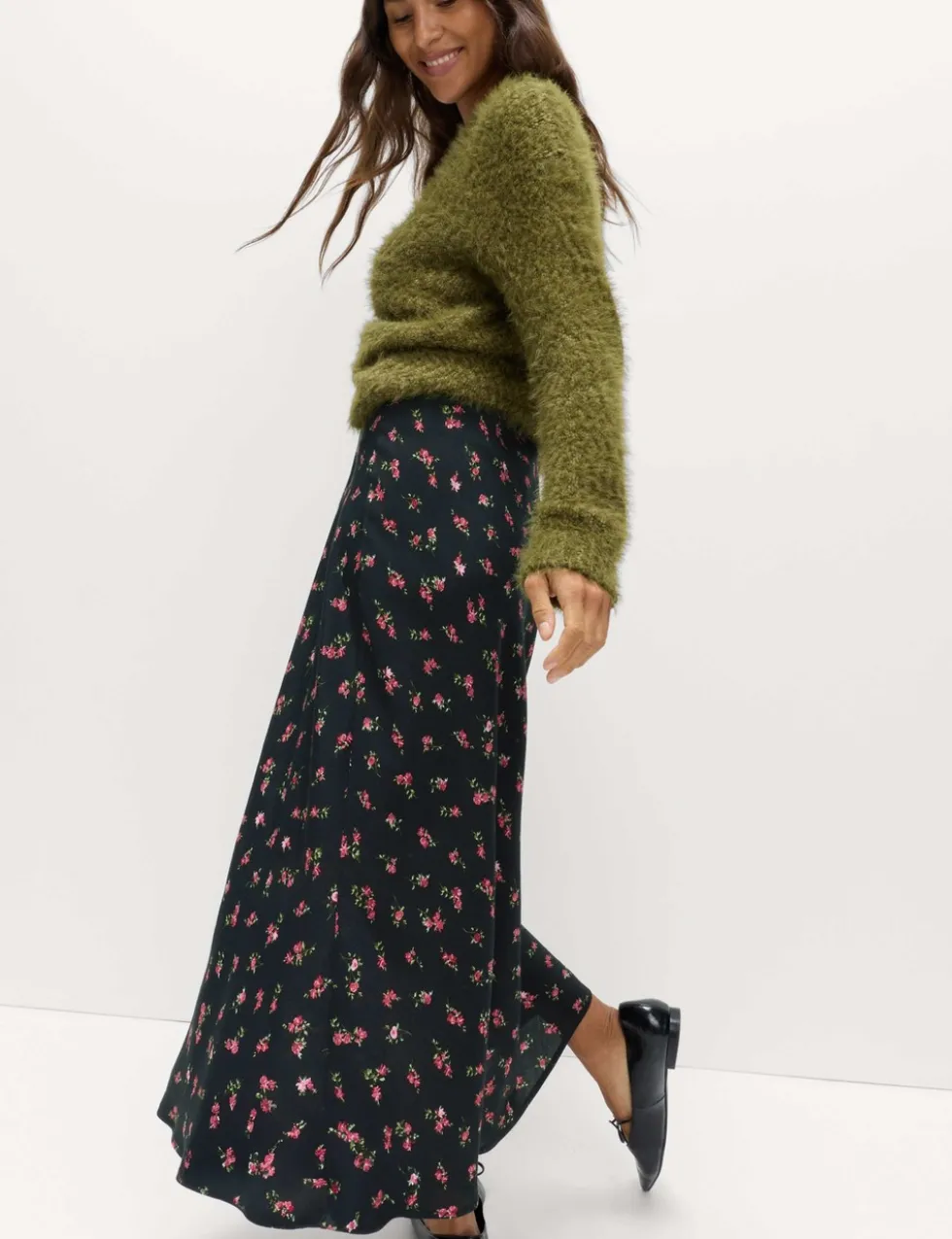 Floral Midaxi A-Line Skirt
