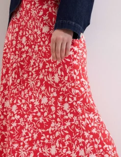 Floral Midi A-Line Skirt