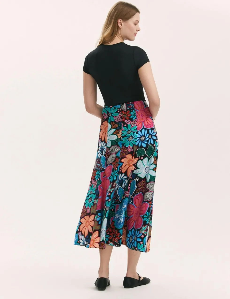 Floral Midi A-Line Skirt