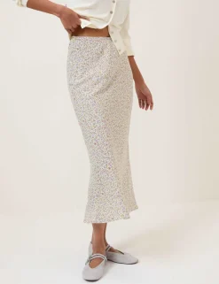 Floral Midi Slip Skirt