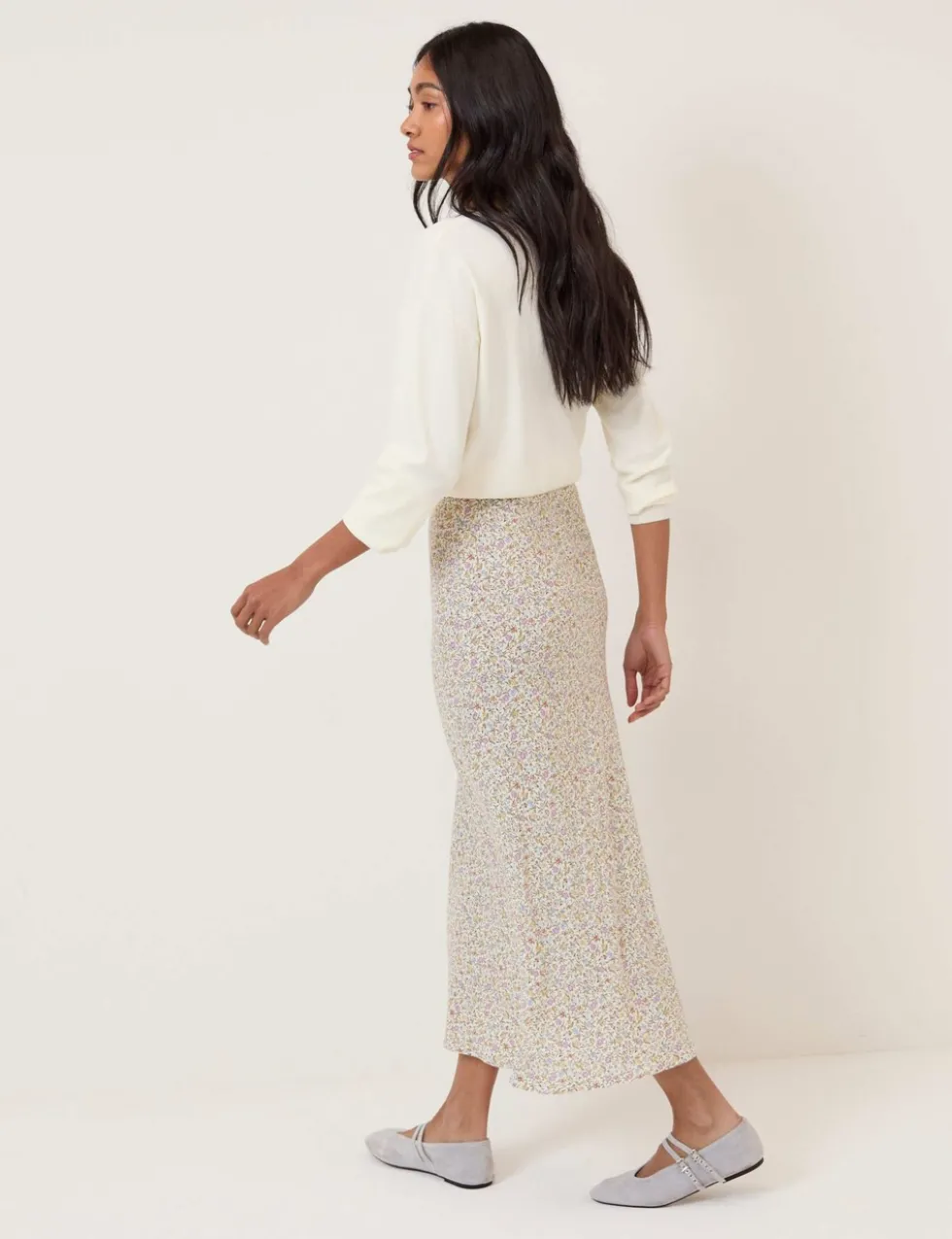 Floral Midi Slip Skirt