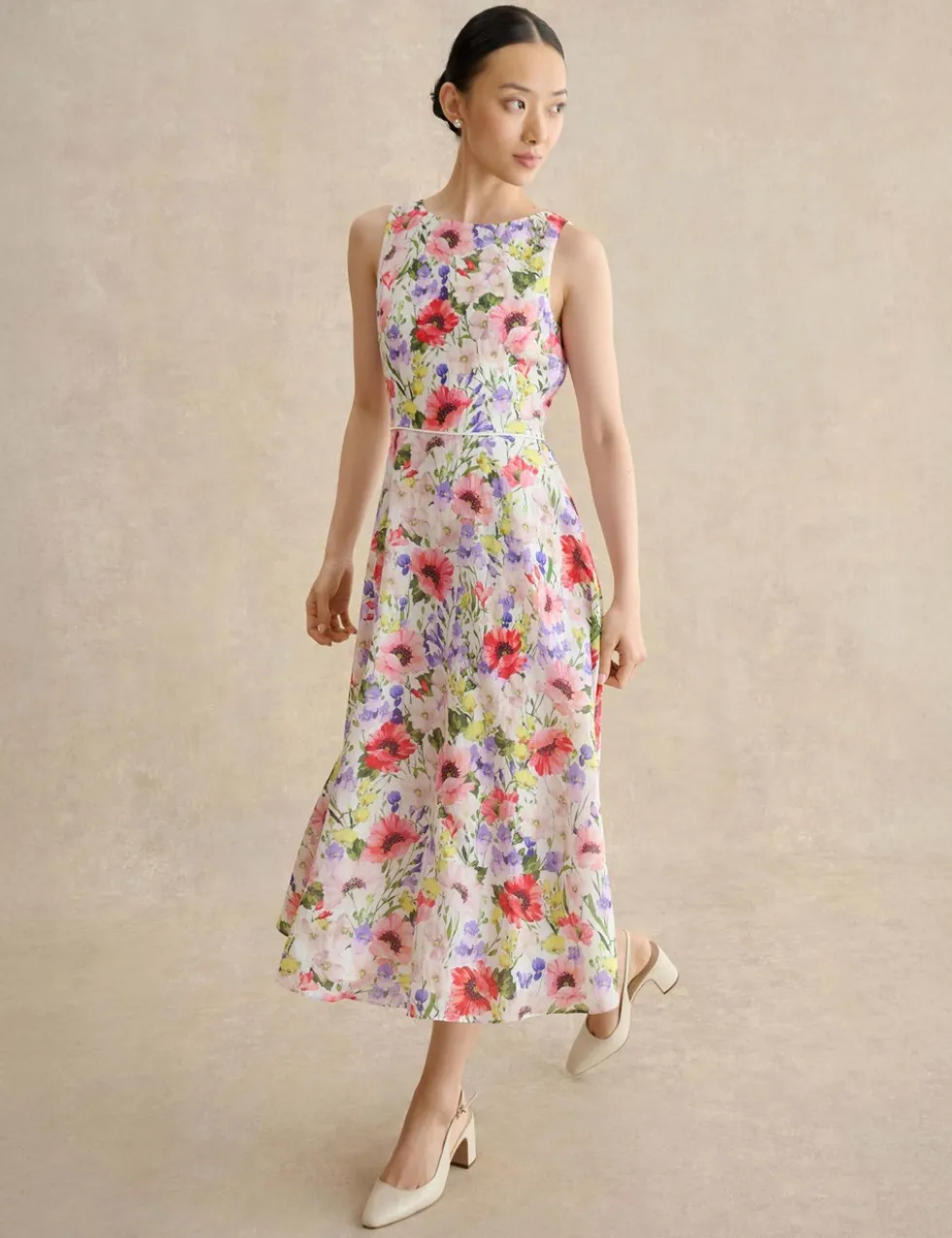 Floral Midi Waisted Dress