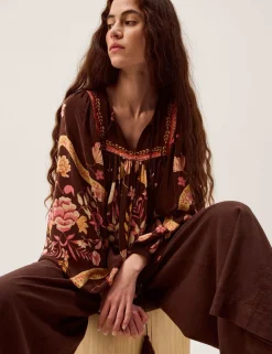 Floral Notch Neck Blouse