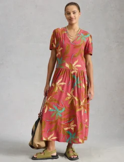 Floral Notch Neck Midi Waisted Dress