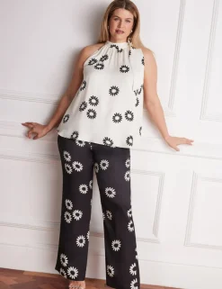 Floral Print Bow Halter Neck Top