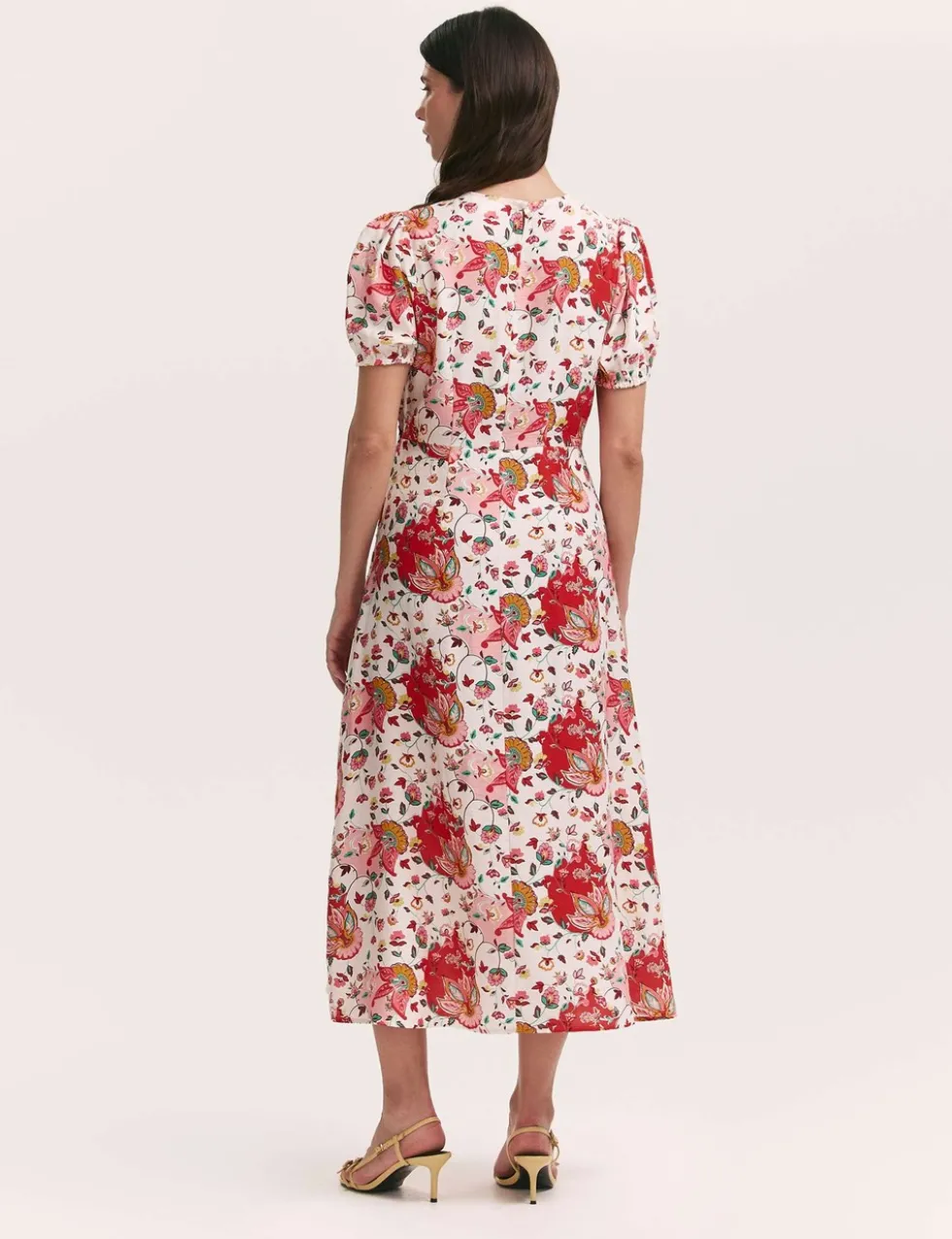 Floral Puff Sleeve Midi Tea Dress