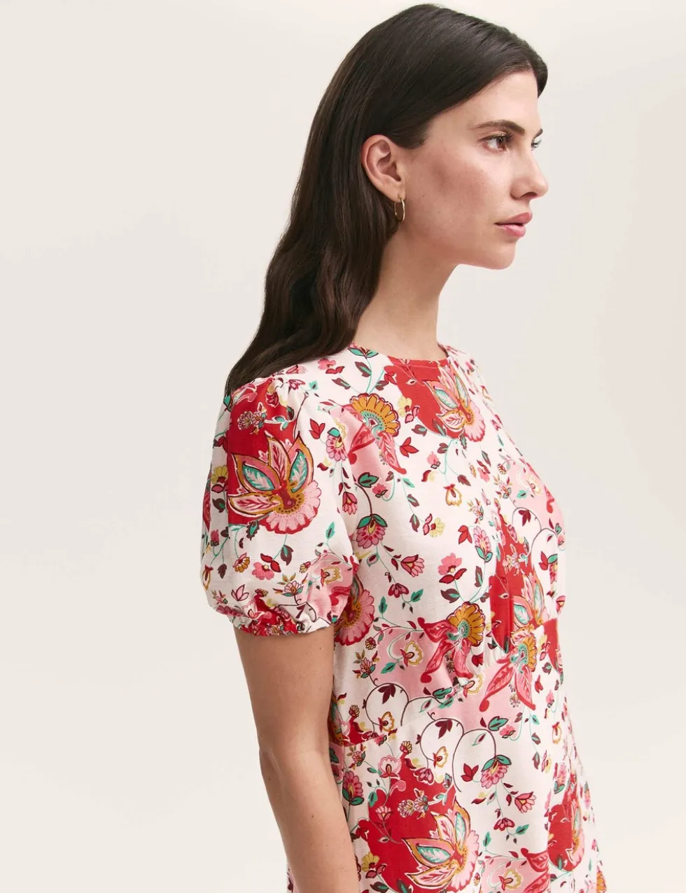 Floral Puff Sleeve Midi Tea Dress