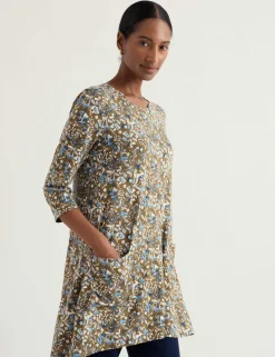 Floral Relaxed Tunic with Cotton