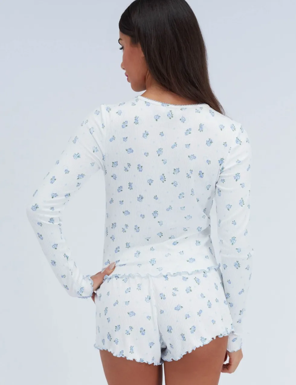 Floral Ribbed Shortie Set
