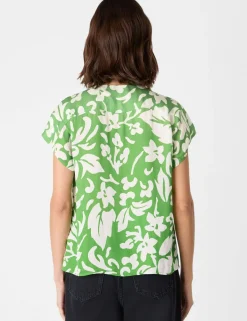 Floral Round Neck Button Through Blouse