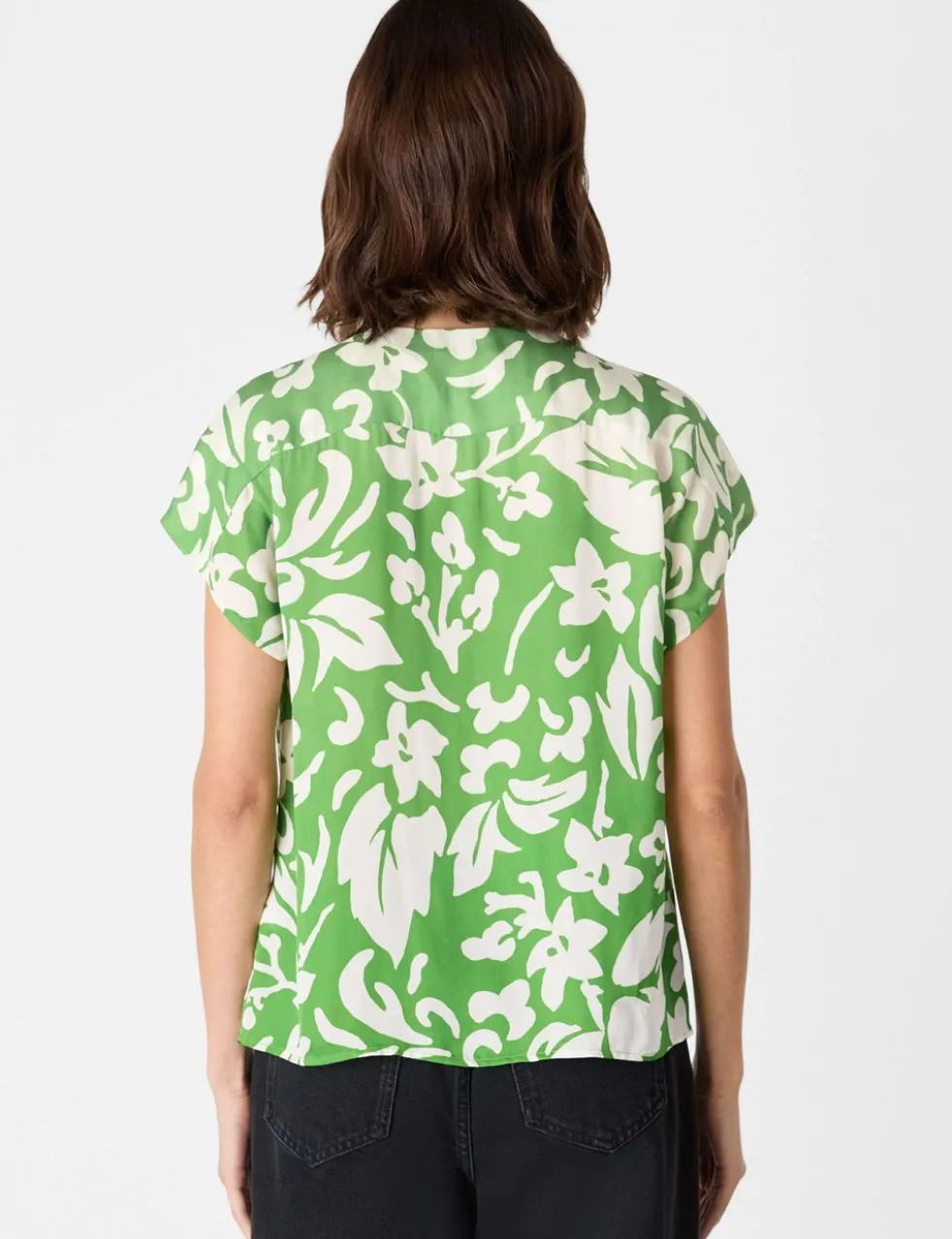 Floral Round Neck Button Through Blouse