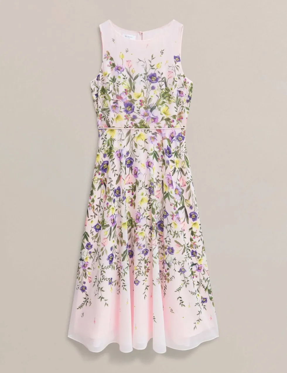 Floral Round Neck Knee Length Skater Dress