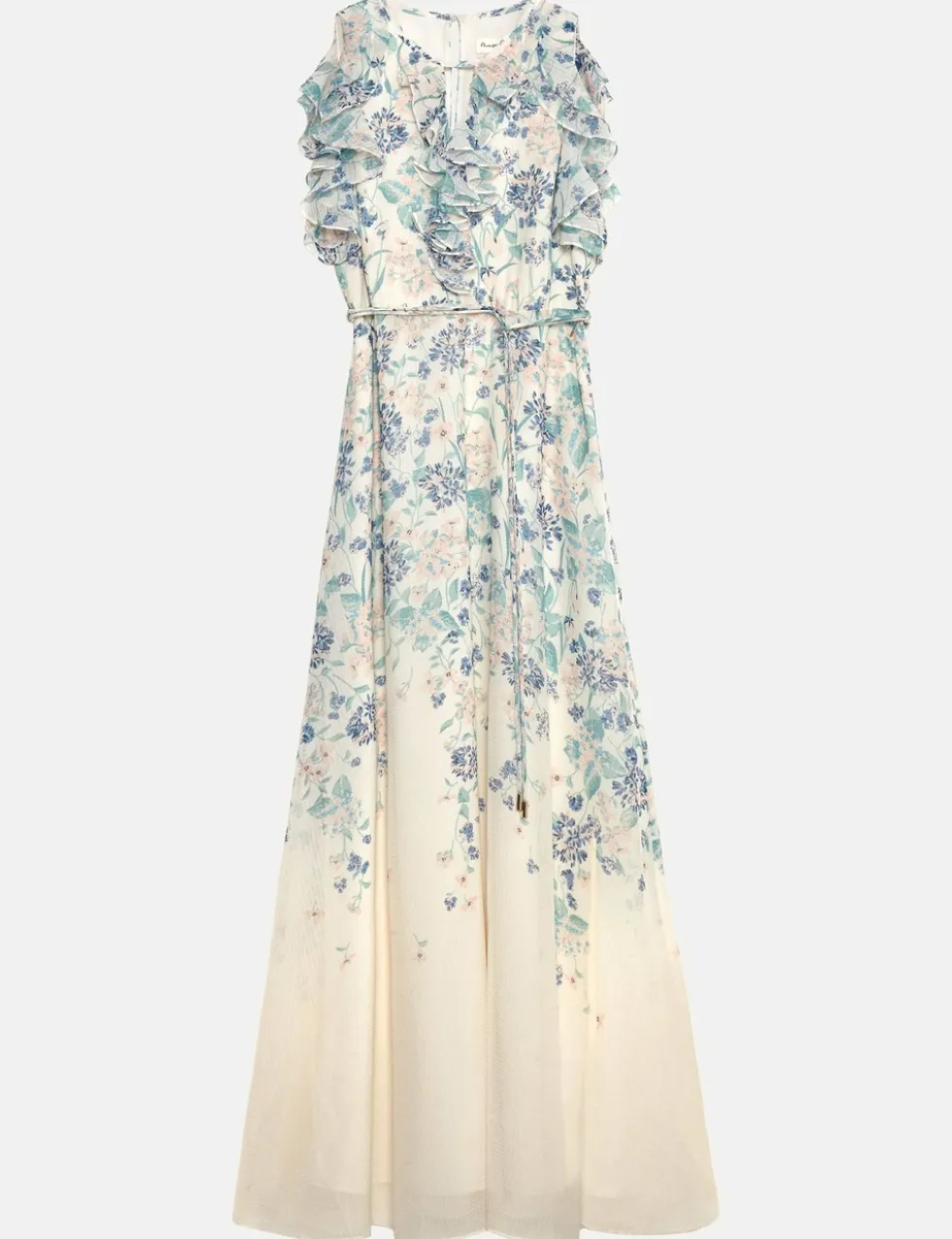 Floral Ruffle Belted Maxi Waisted Dress