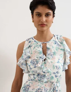 Floral Ruffle Belted Maxi Waisted Dress