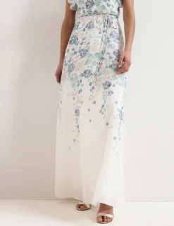 Floral Ruffle Belted Maxi Waisted Dress
