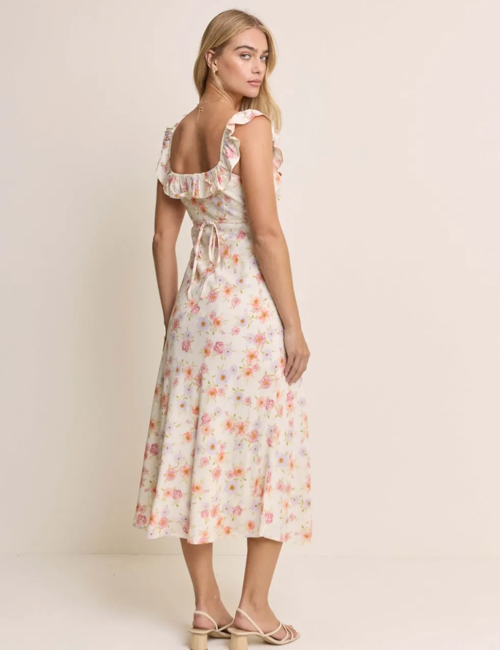 Floral Scoop Neck Midaxi Tea Dress