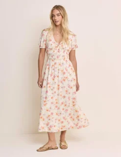Floral Scoop Neck Midaxi Waisted Dress