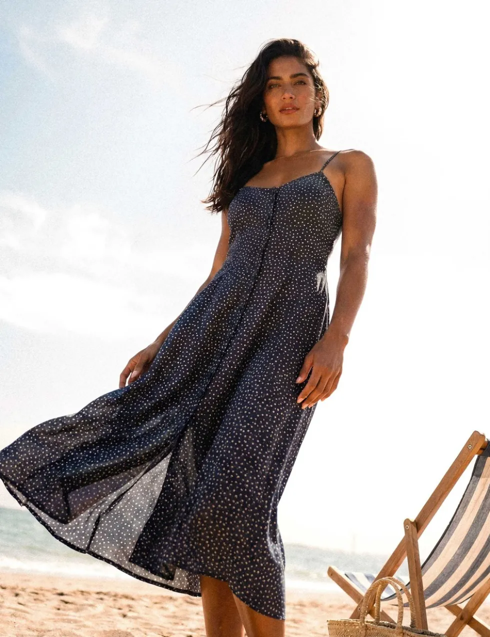 Floral Scoop Neck Midi Slip Dress