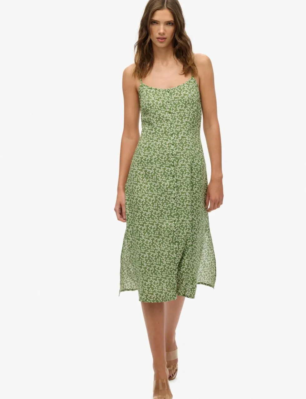 Floral Scoop Neck Midi Slip Dress