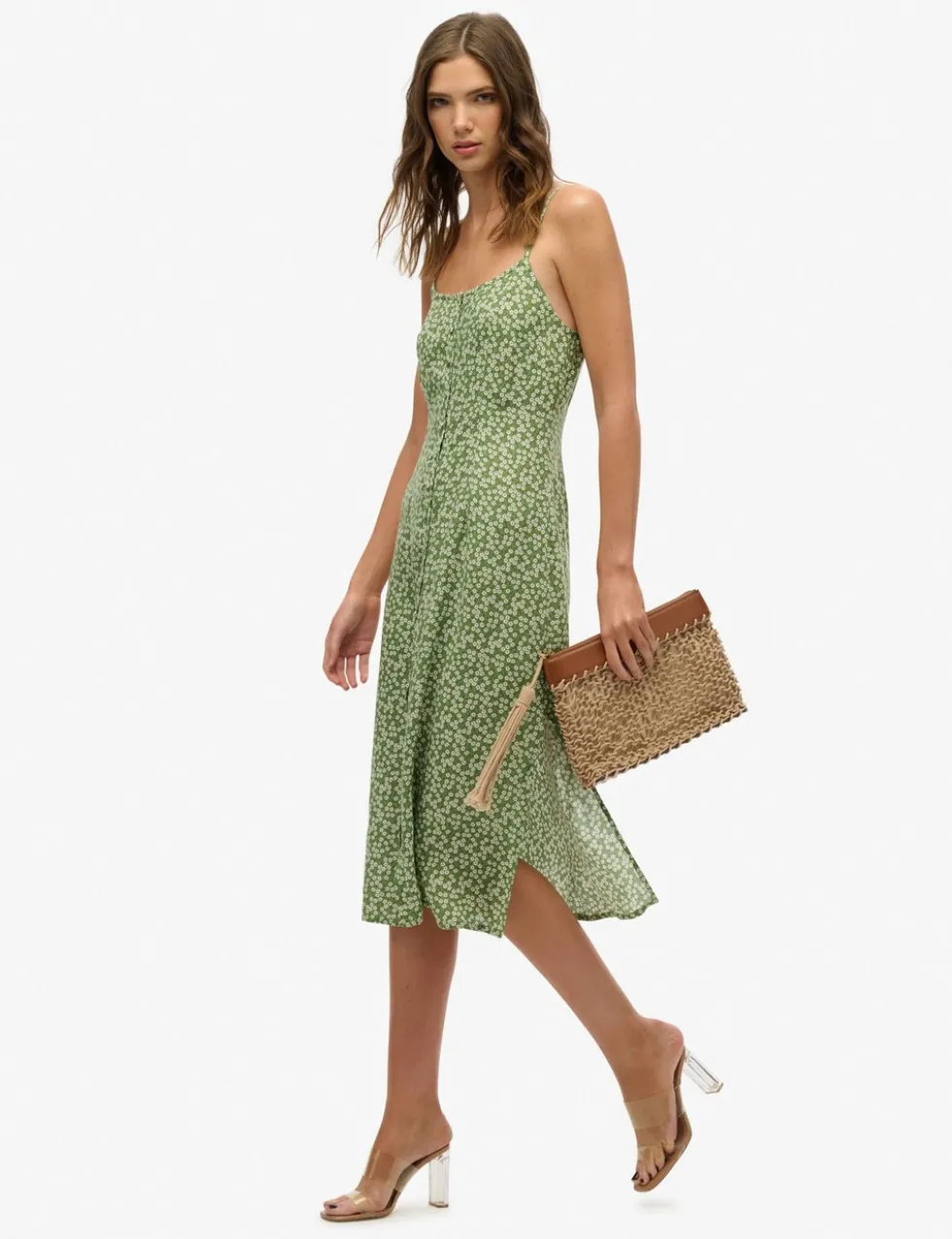 Floral Scoop Neck Midi Slip Dress
