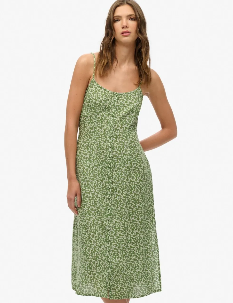 Floral Scoop Neck Midi Slip Dress