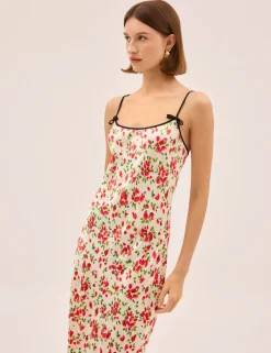 Floral Scoop Neck Midi Slip Dress