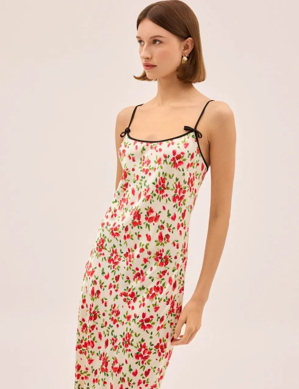 Floral Scoop Neck Midi Slip Dress