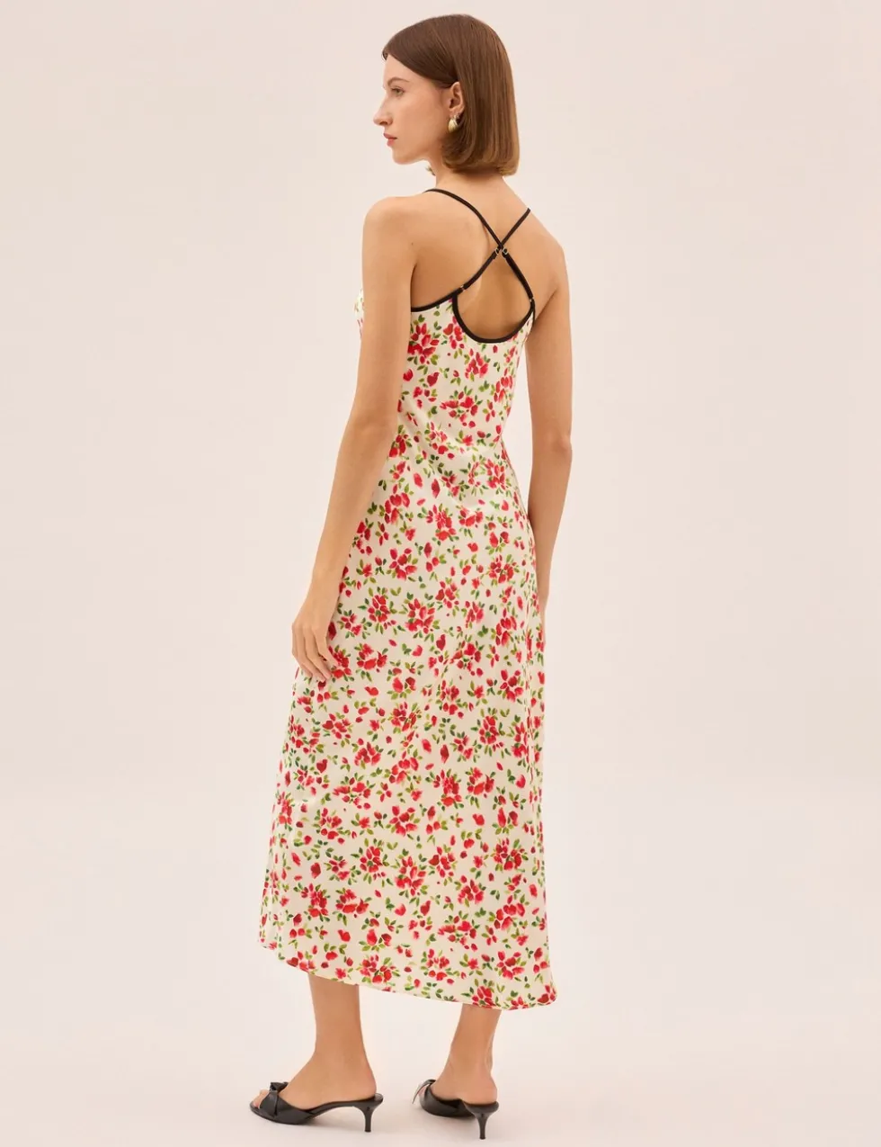 Floral Scoop Neck Midi Slip Dress