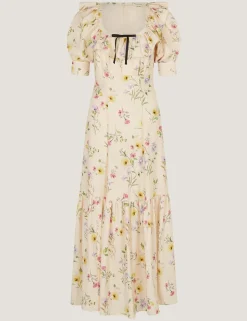Floral Scoop Neck Midi Tea Dress