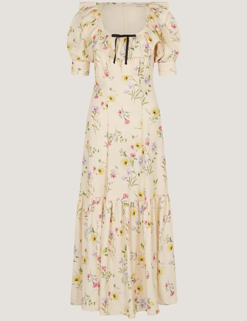 Floral Scoop Neck Midi Tea Dress