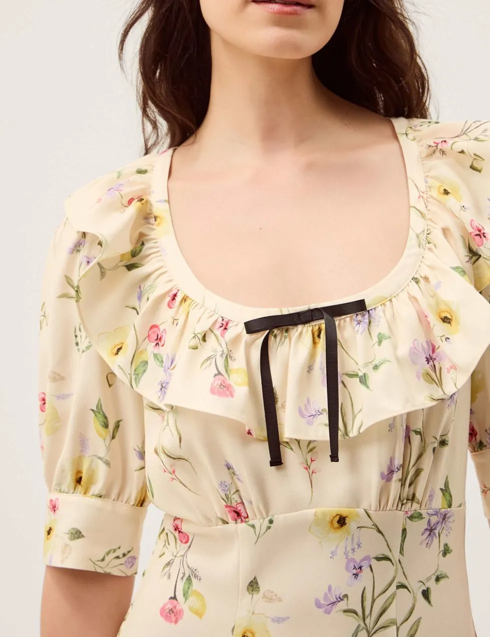 Floral Scoop Neck Midi Tea Dress