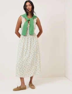 Floral Scoop Neck Midi Waisted Dress