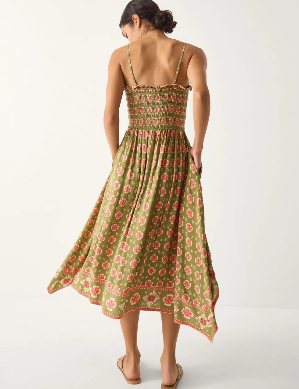 Floral Shirred Bandeau Midi Dress