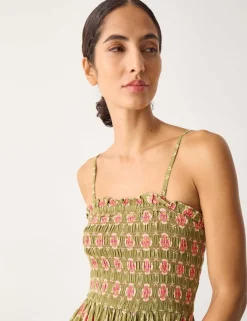 Floral Shirred Bandeau Midi Dress