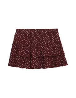 Floral Shirred Ruffle Mini Tiered Skirt