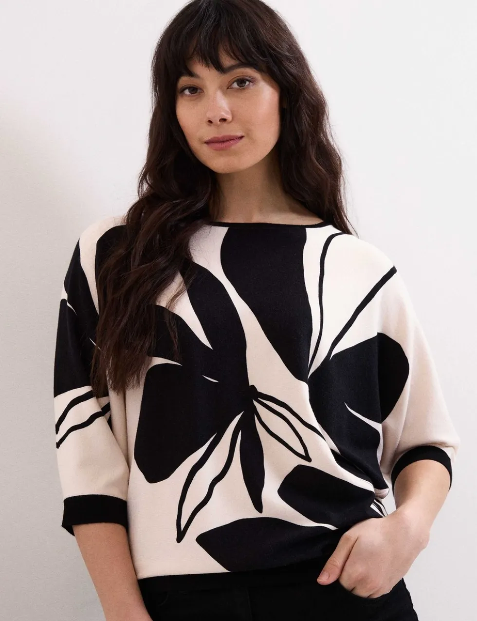 Floral Slash Neck Jumper