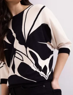 Floral Slash Neck Jumper