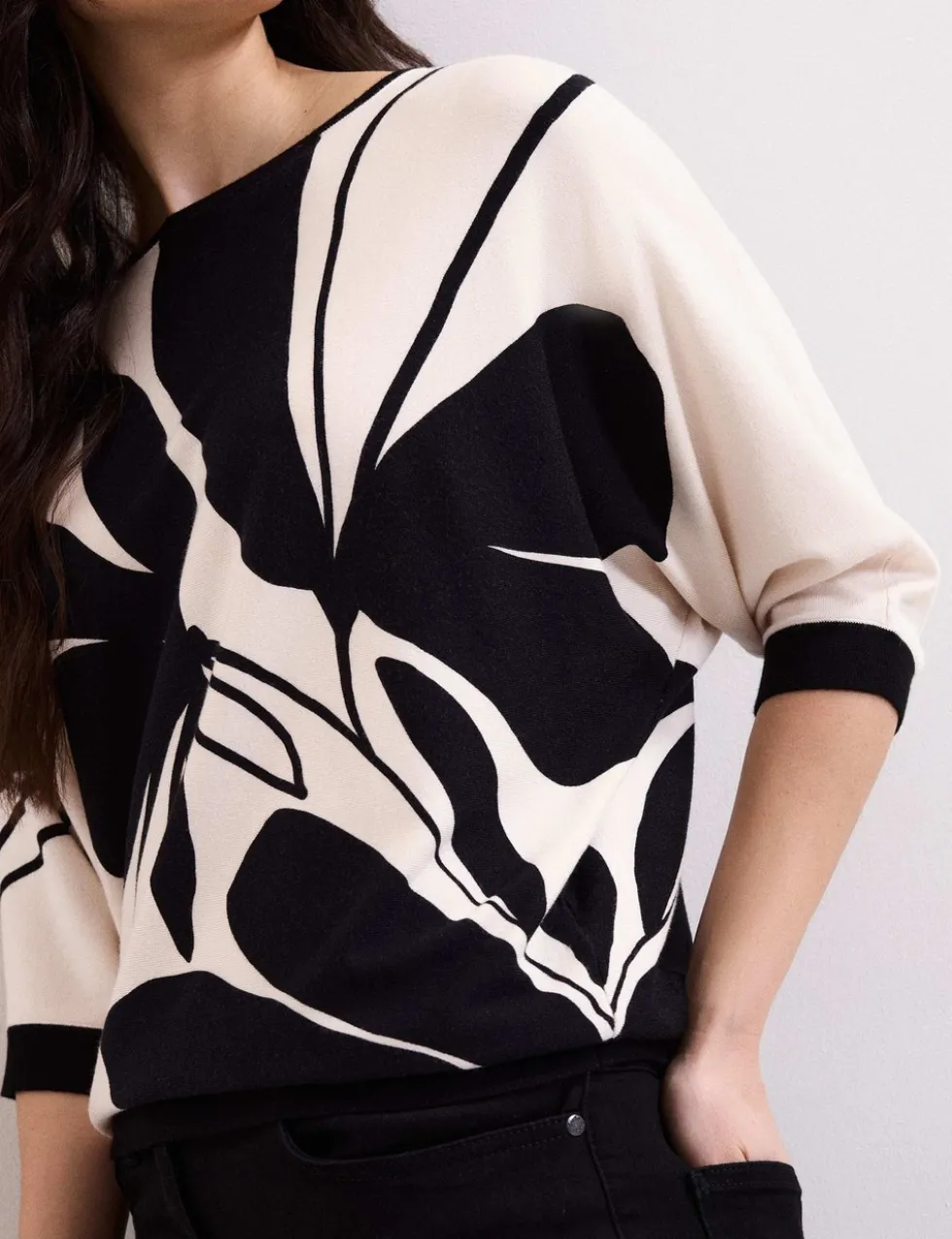 Floral Slash Neck Jumper