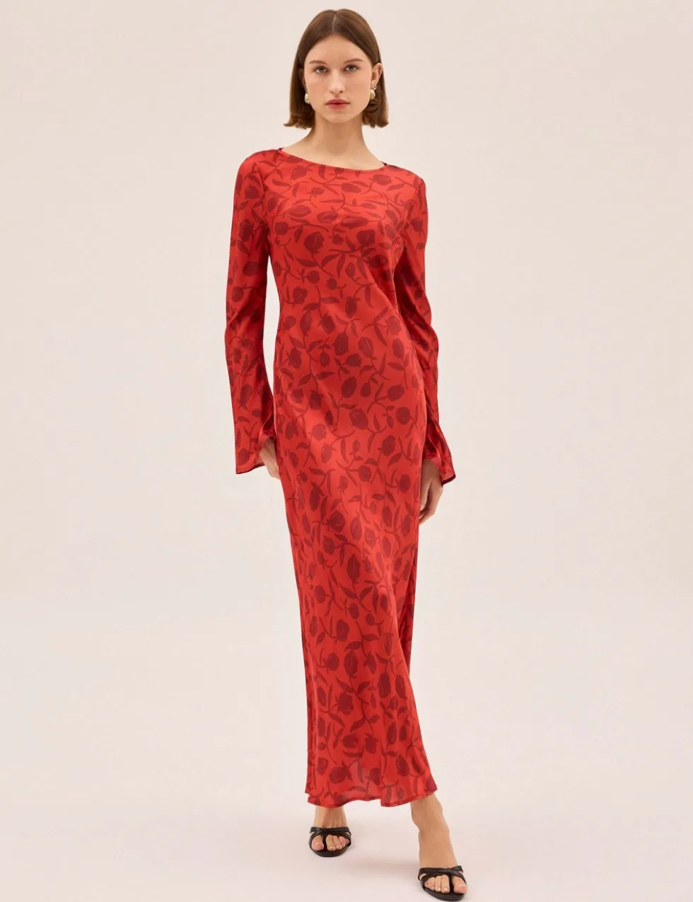 Floral Slash Neck Midaxi Column Dress